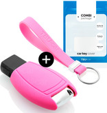 TBU car TBU car Car key cover compatible with Mercedes - Silicone Protective Remote Key Shell - FOB Case Cover - Pink