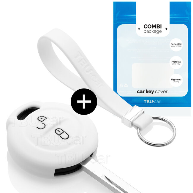 Car key cover compatible with Mitsubishi - Silicone Protective Remote Key Shell - FOB Case Cover - White