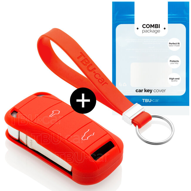 Funda Carcasa llave compatible con Porsche - Funda de Silicona - Cover de Llave Coche - Rojo