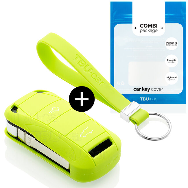 Funda Carcasa llave compatible con Porsche - Funda de Silicona - Cover de Llave Coche - Verde lima