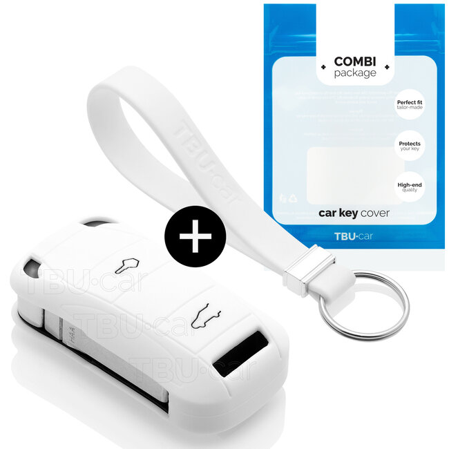 Capa para chave do carro compatível com Porsche - Capa Protetora de Chave Remota de Silicone - Tampa Remota FOB - Branco