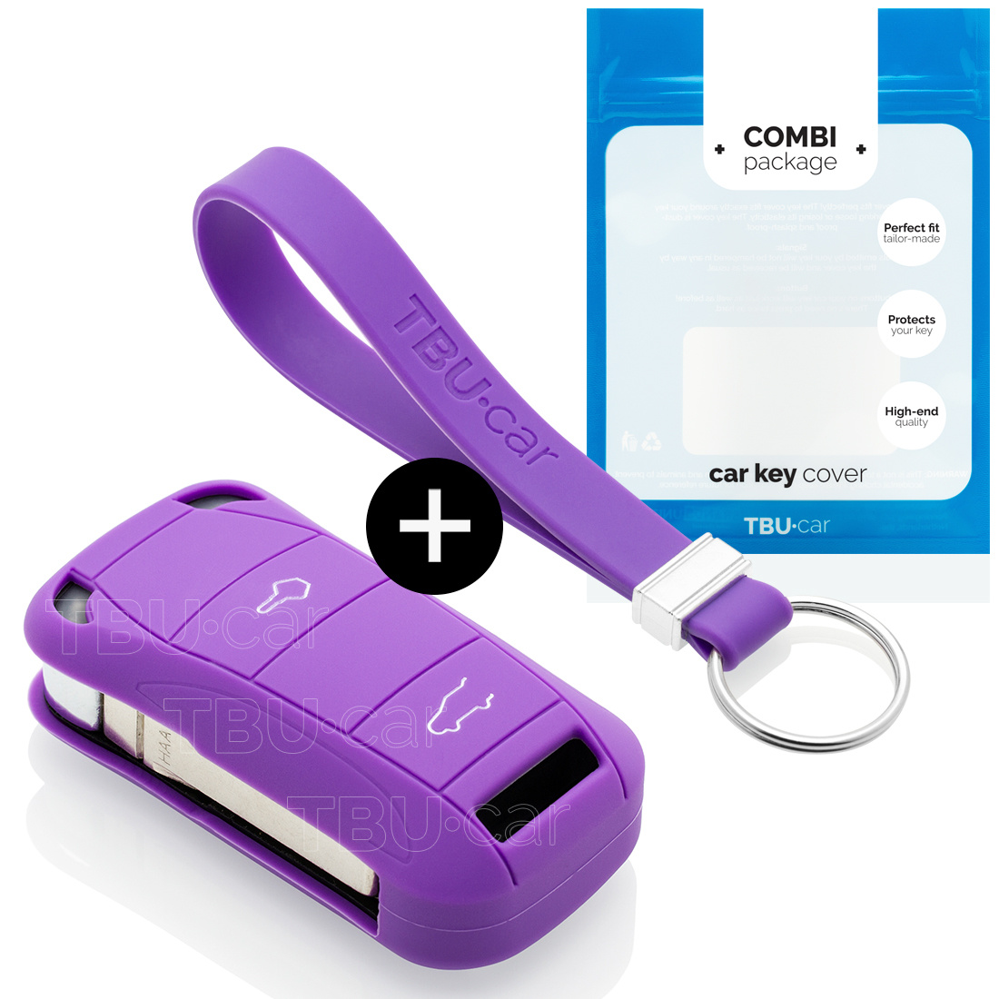 TBU car Porsche Capa Silicone Chave do carro - Capa protetora - Tampa remota FOB - Roxo