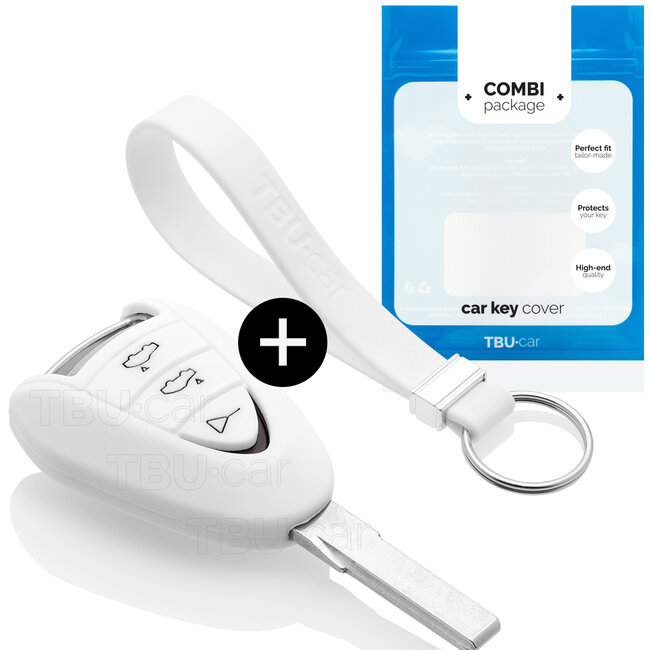 Capa para chave do carro compatível com Porsche - Capa Protetora de Chave Remota de Silicone - Tampa Remota FOB - Branco