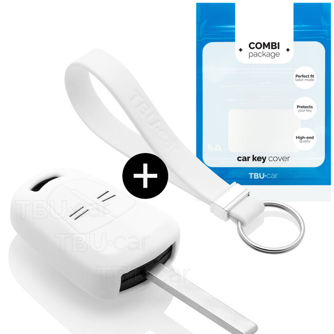 Car key cover compatible with Opel - Silicone Protective Remote Key Shell - FOB Case Cover - White