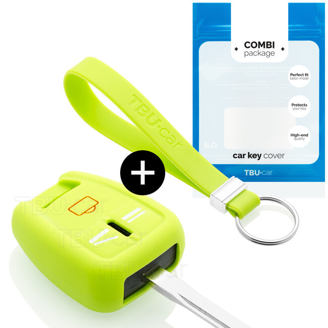 Car key cover compatible with Opel - Silicone Protective Remote Key Shell - FOB Case Cover - Lime green