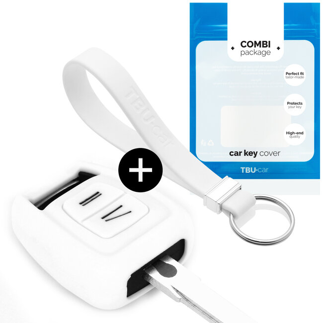 Autoschlüssel Hülle kompatibel mit Opel 2 Tasten - Schutzhülle aus Silikon - Auto Schlüsselhülle Cover in Weiß
