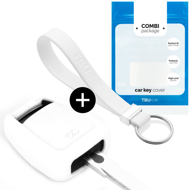 Car key cover compatible with Opel - Silicone Protective Remote Key Shell - FOB Case Cover - White