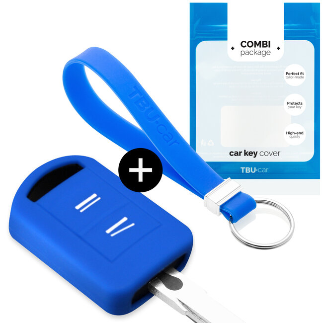 Funda Carcasa llave compatible con Opel - Funda de Silicona - Cover de Llave Coche - Azul