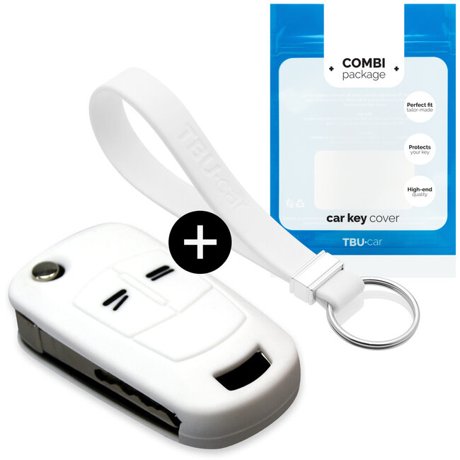 Funda Carcasa llave compatible con Opel - Funda de Silicona - Cover de Llave Coche - Blanco