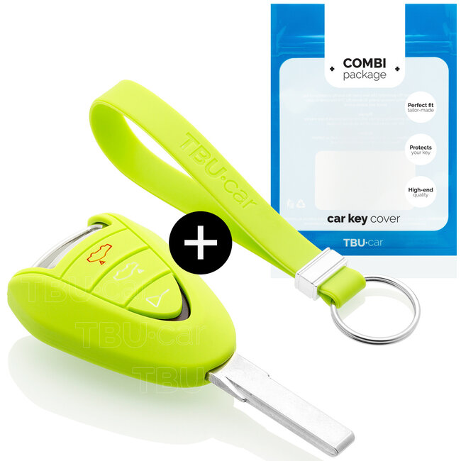 Car key cover compatible with Porsche - Silicone Protective Remote Key Shell - FOB Case Cover - Lime green
