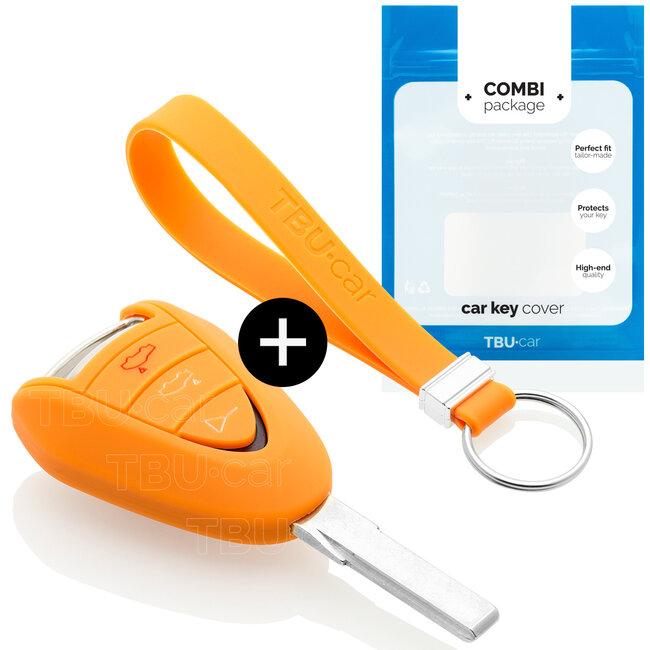 Funda Carcasa llave compatible con Porsche - Funda de Silicona - Cover de Llave Coche - Naranja