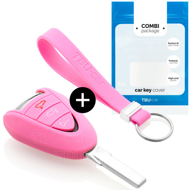 Sleutel cover compatibel met Porsche - Silicone sleutelhoesje - beschermhoesje autosleutel - Roze