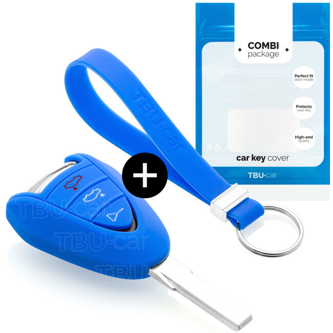 Capa para chave do carro compatível com Porsche - Capa Protetora de Chave Remota de Silicone - Tampa Remota FOB - Azul