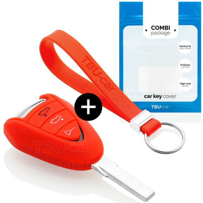 Funda Carcasa llave compatible con Porsche - Funda de Silicona - Cover de Llave Coche - Rojo