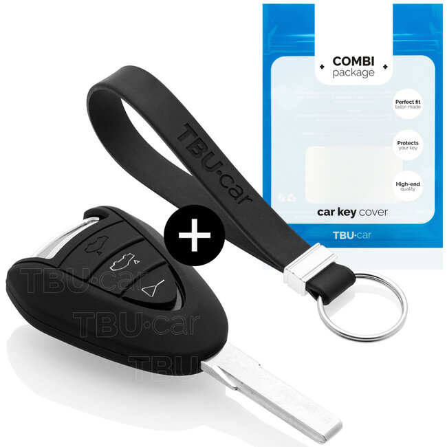 Sleutel cover compatibel met Porsche - Silicone sleutelhoesje - beschermhoesje autosleutel - Zwart