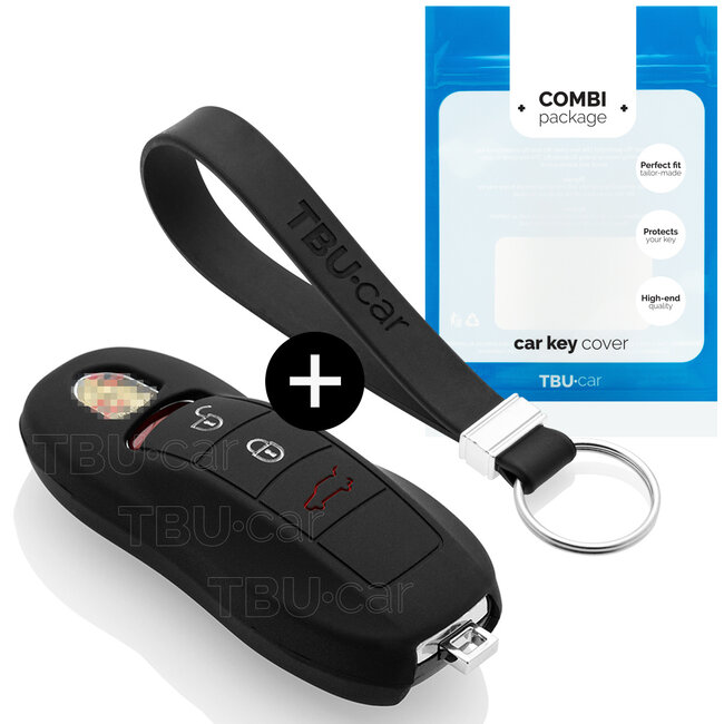 Capa para chave do carro compatível com Porsche - Capa Protetora de Chave Remota de Silicone - Tampa Remota FOB - Preto