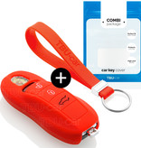 TBU car TBU car Car key cover compatible with Porsche - Silicone Protective Remote Key Shell - FOB Case Cover - Red