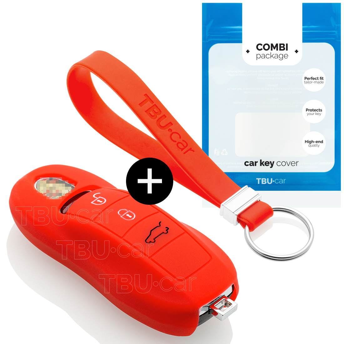 TBU car Porsche Capa Silicone Chave do carro - Capa protetora - Tampa remota FOB - Vermelho