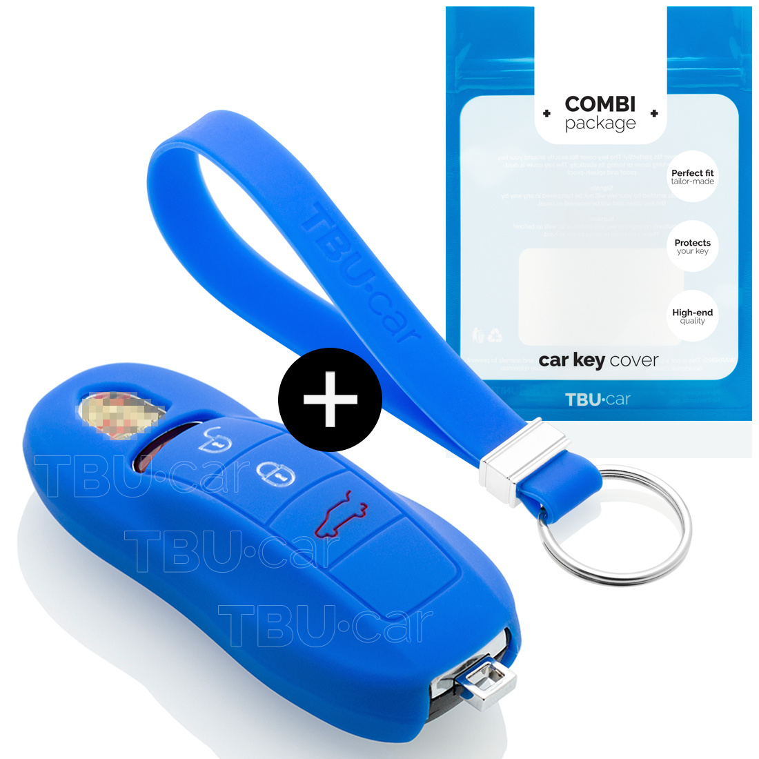 TBU car TBU car Car key cover compatible with Porsche - Silicone Protective Remote Key Shell - FOB Case Cover - Blue