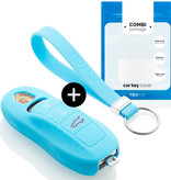 TBU car Porsche Capa Silicone Chave do carro - Capa protetora - Tampa remota FOB - Azul claro