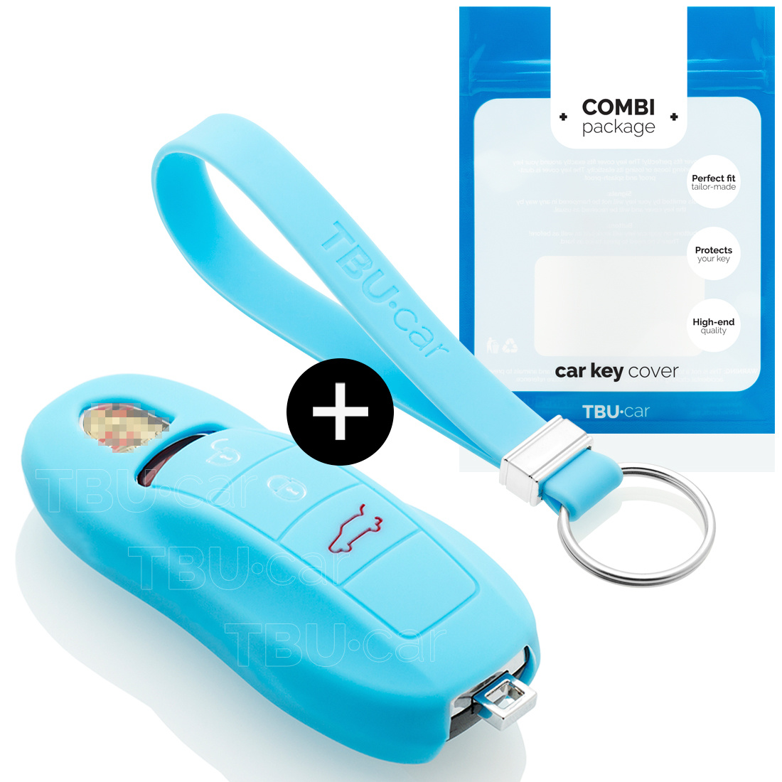 TBU car Porsche Capa Silicone Chave do carro - Capa protetora - Tampa remota FOB - Azul claro