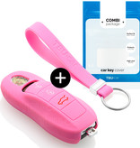 TBU car Porsche Capa Silicone Chave do carro - Capa protetora - Tampa remota FOB - Rosa