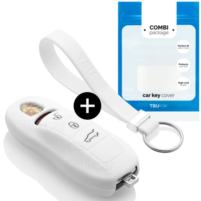 Funda Carcasa llave compatible con Porsche - Funda de Silicona - Cover de Llave Coche - Blanco