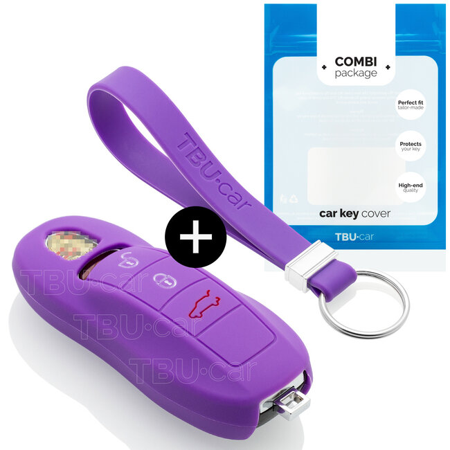 Car key cover compatible with Porsche - Silicone Protective Remote Key Shell - FOB Case Cover - Purple