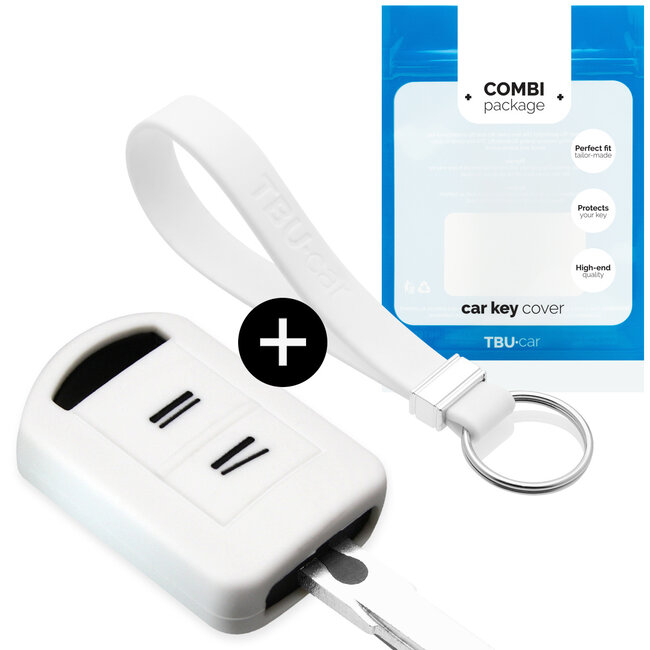 Car key cover compatible with Vauxhall - Silicone Protective Remote Key Shell - FOB Case Cover - White