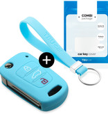 TBU car TBU car Car key cover compatible with Hyundai - Silicone Protective Remote Key Shell - FOB Case Cover - Light Blue