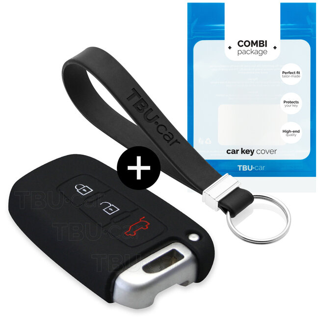 Car key cover compatible with Hyundai - Silicone Protective Remote Key Shell - FOB Case Cover - Black