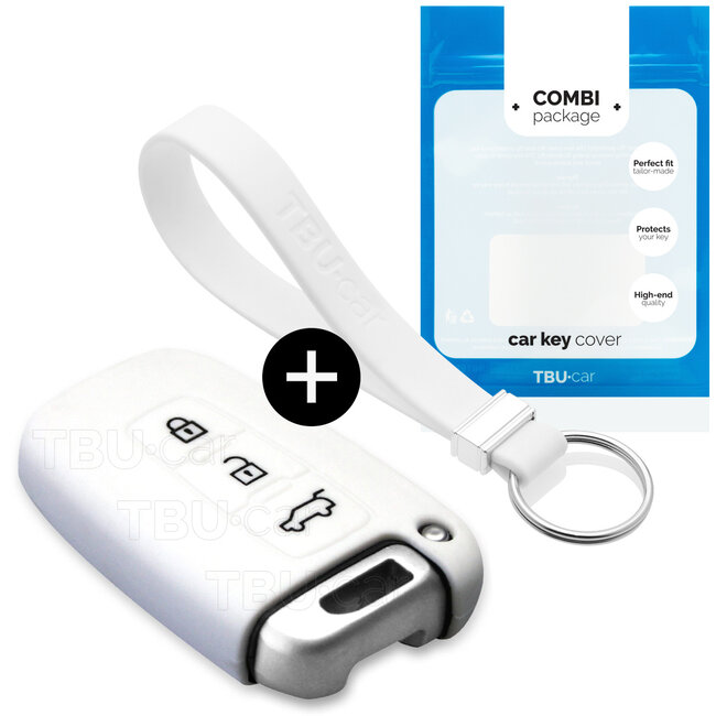Funda Carcasa llave compatible con Hyundai - Funda de Silicona - Cover de Llave Coche - Blanco