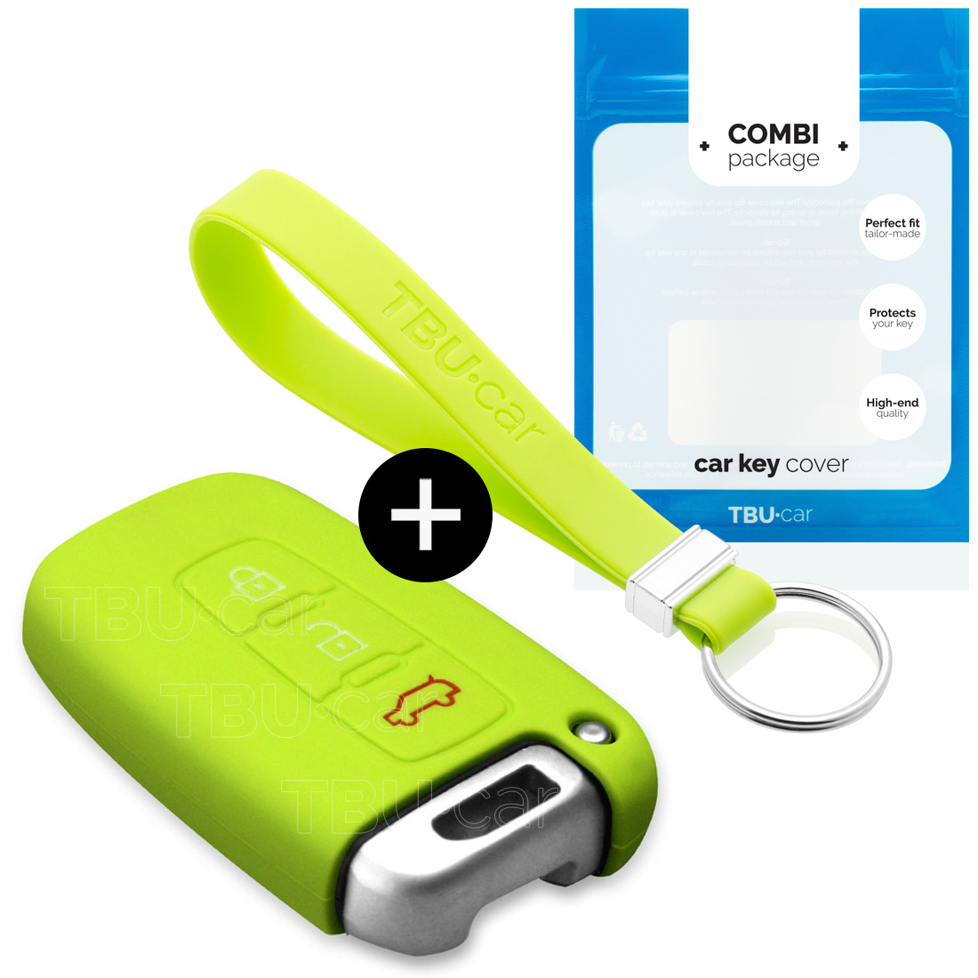 TBU car TBU car Car key cover compatible with Hyundai - Silicone Protective Remote Key Shell - FOB Case Cover - Lime green