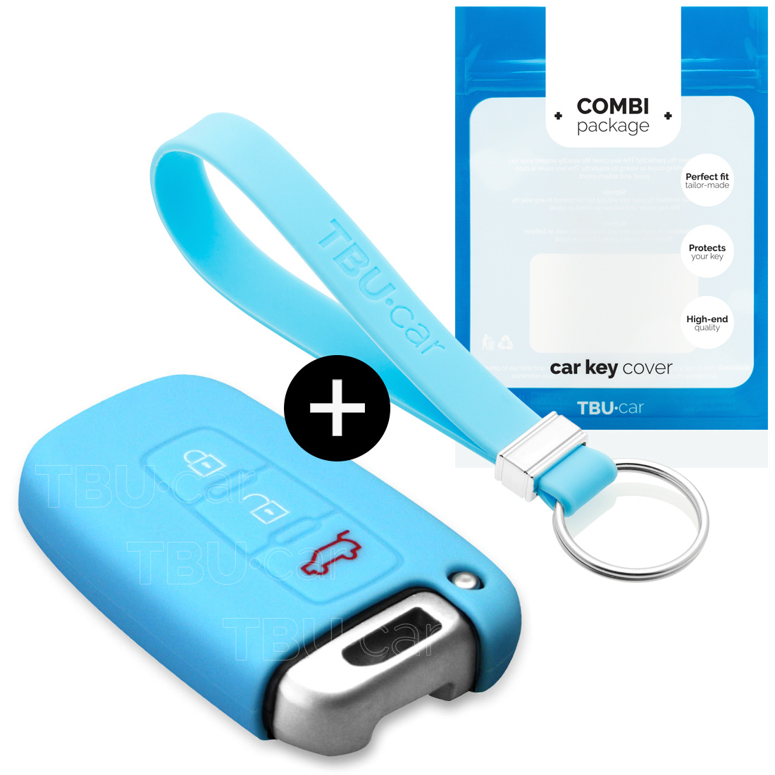 TBU car TBU car Car key cover compatible with Hyundai - Silicone Protective Remote Key Shell - FOB Case Cover - Light Blue