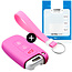 Autoschlüssel Hülle kompatibel mit Hyundai 3 Tasten (Keyless Entry) - Schutzhülle aus Silikon - Auto Schlüsselhülle Cover in Rosa