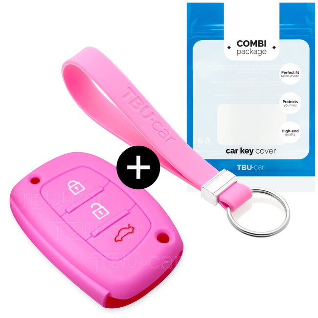 Car key cover compatible with Hyundai - Silicone Protective Remote Key Shell - FOB Case Cover - Pink