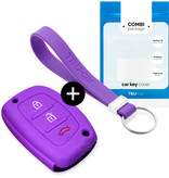 TBU car TBU car Car key cover compatible with Hyundai - Silicone Protective Remote Key Shell - FOB Case Cover - Purple