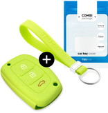 TBU car TBU car Car key cover compatible with Hyundai - Silicone Protective Remote Key Shell - FOB Case Cover - Lime green