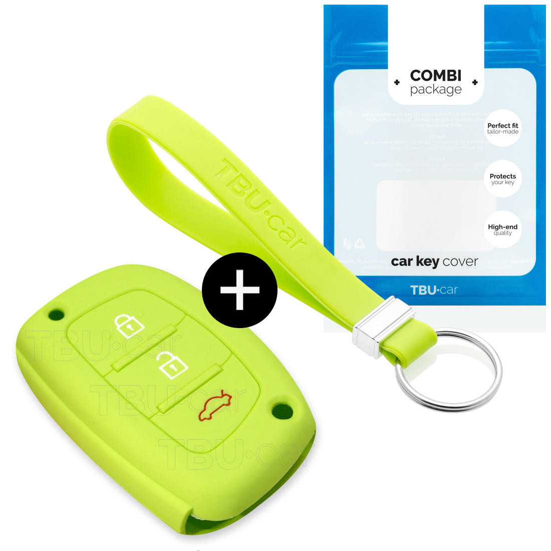 TBU car TBU car Car key cover compatible with Hyundai - Silicone Protective Remote Key Shell - FOB Case Cover - Lime green