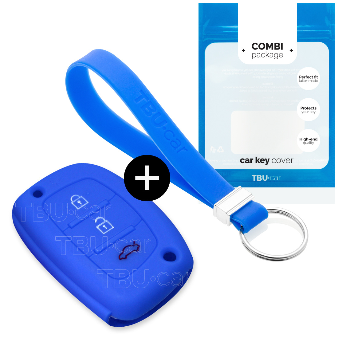 TBU car Hyundai Capa Silicone Chave do carro - Capa protetora - Tampa remota FOB - Azul