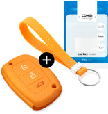 TBU car TBU car Car key cover compatible with Hyundai - Silicone Protective Remote Key Shell - FOB Case Cover - Orange