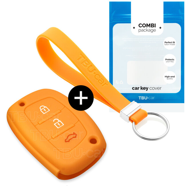 Car key cover compatible with Hyundai - Silicone Protective Remote Key Shell - FOB Case Cover - Orange