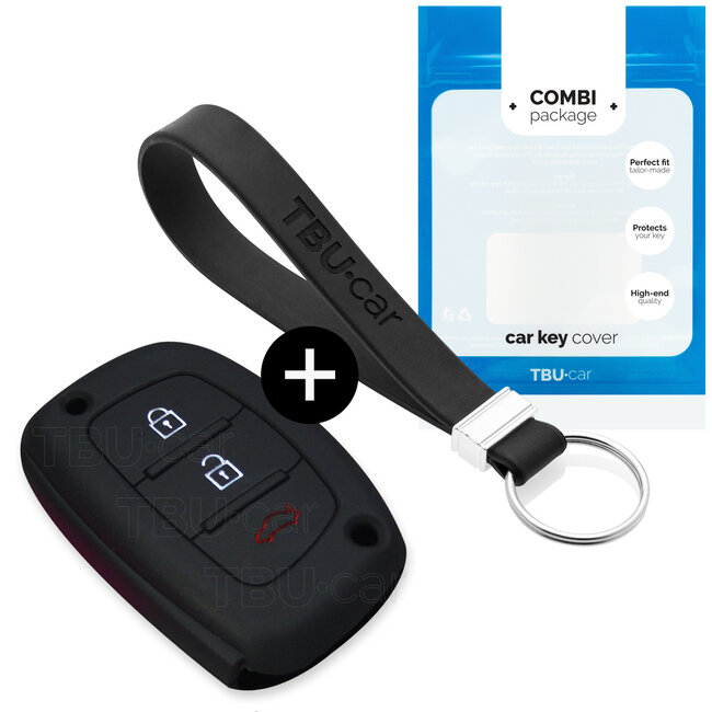 Sleutel cover compatibel met Hyundai - Silicone sleutelhoesje - beschermhoesje autosleutel - Zwart