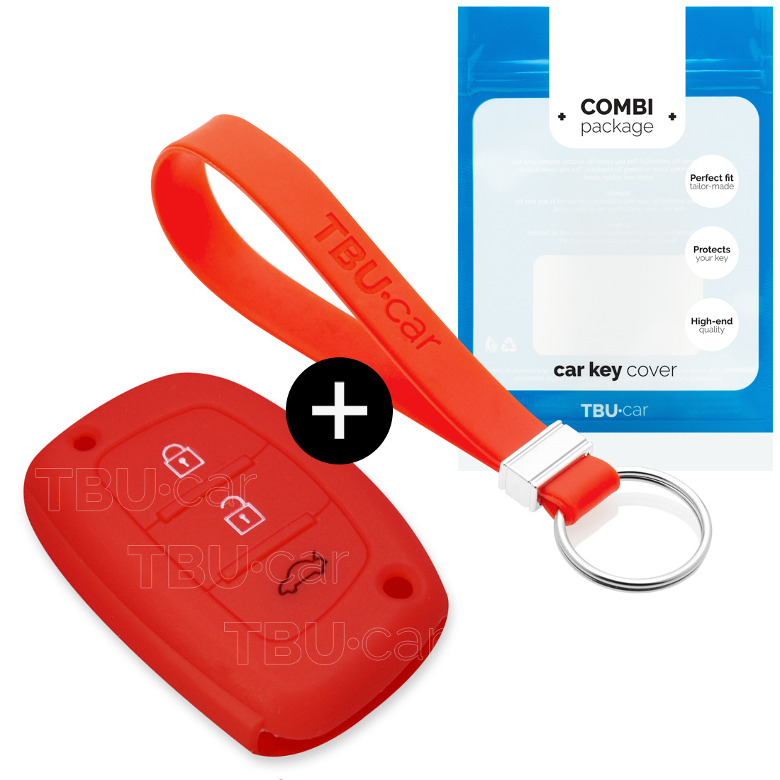 TBU car Hyundai Capa Silicone Chave do carro - Capa protetora - Tampa remota FOB - Vermelho