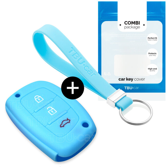 Funda Carcasa llave compatible con Hyundai - Funda de Silicona - Cover de Llave Coche - Azul claro