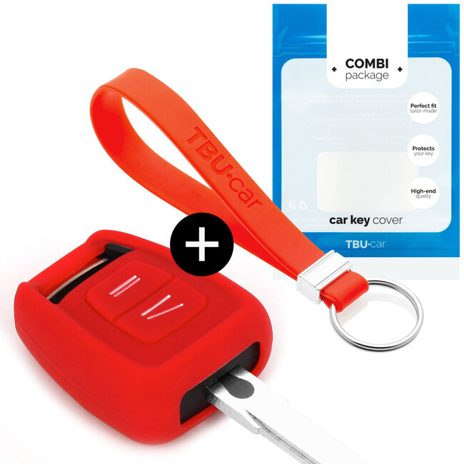 Sleutel cover compatibel met Vauxhall - Silicone sleutelhoesje - beschermhoesje autosleutel - Rood