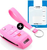 TBU car TBU car Car key cover compatible with Hyundai - Silicone Protective Remote Key Shell - FOB Case Cover - Pink