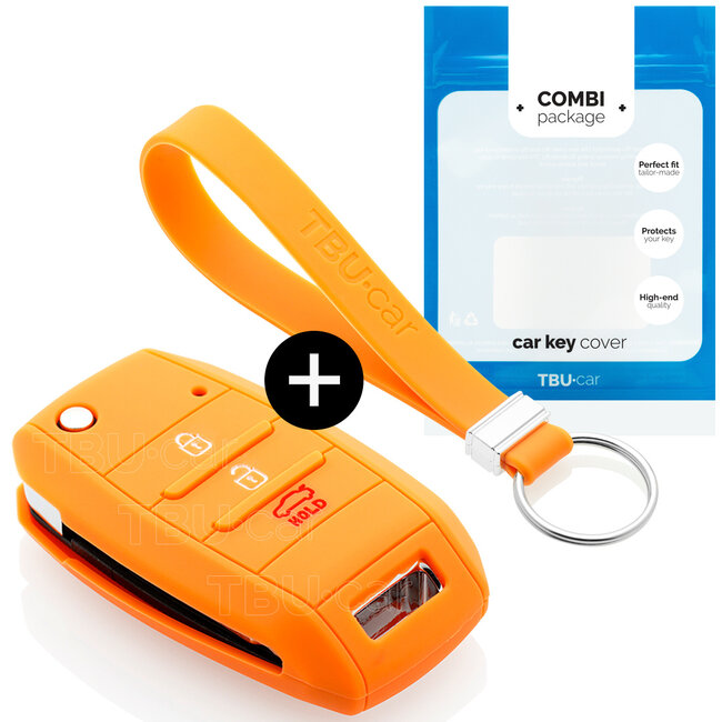 Car key cover compatible with Hyundai - Silicone Protective Remote Key Shell - FOB Case Cover - Orange