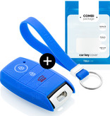 TBU car TBU car Car key cover compatible with Hyundai - Silicone Protective Remote Key Shell - FOB Case Cover - Blue