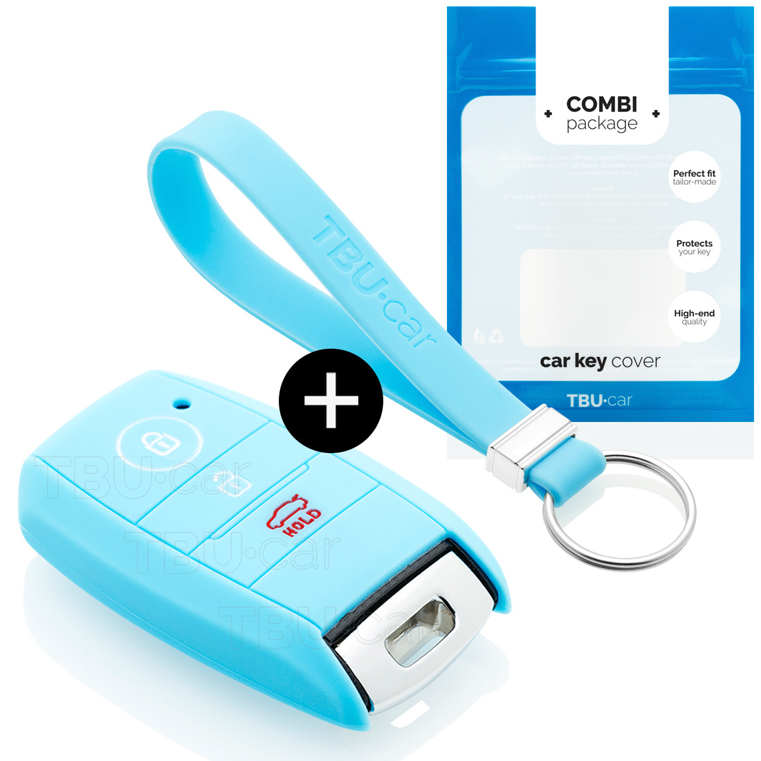 TBU car TBU car Car key cover compatible with Hyundai - Silicone Protective Remote Key Shell - FOB Case Cover - Light Blue